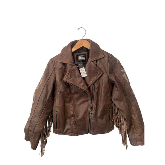 Affliction Willow Jacket (Limited Edition) Embossed Leather with Fringe Sz S NWT - Picture 3 of 10